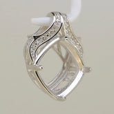 Sterling Silver Semi Mount Pendant Setting for 12x12mm gemstone with intricate design and white topaz accents.